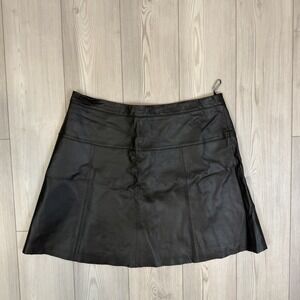 Hal Rubenstein Skirt Womens Sz 18W Black Leather Swing A-line Lined